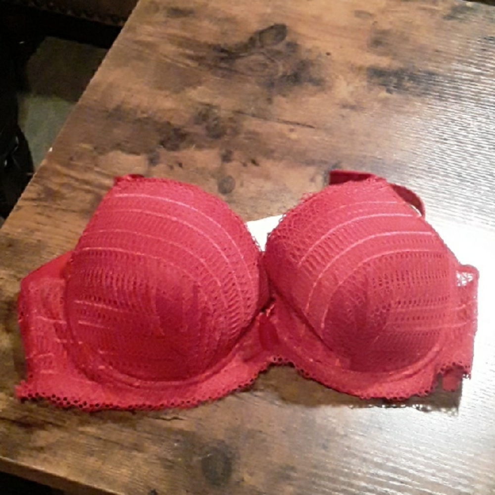38C Black Bow Vavoom Red Sexy Padded underwire Bra Gorgeous